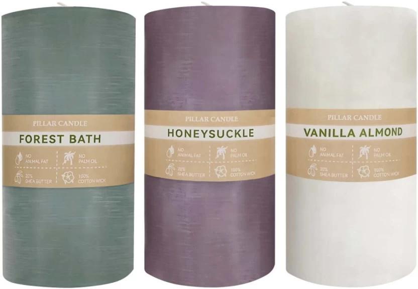 Unbranded Pillar Candle Assorted Colours (Purple, Green, White, Pack of 1)