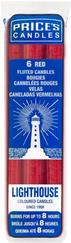 Price's Lighthouse Coloured Candles (Red, Pack of 1)