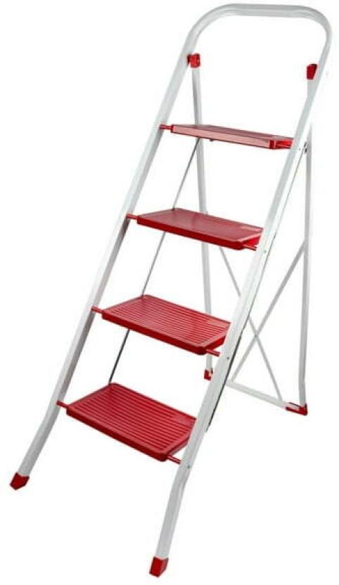 Armour 2 Step Round Handle Folding Stool Steel Ladder (With Platform, Hand Rail)
