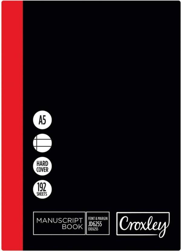 Croxley Manuscript Book A5 Note Book Feint and Margin (Black)