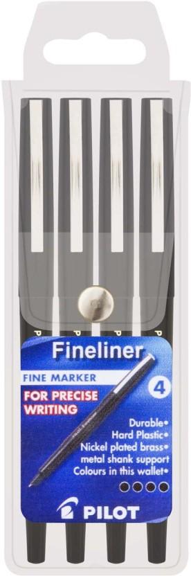 Pilot Fineliner Fine liner Pen (Pack of 4, Black)