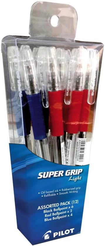 Pilot Super Grip Ball Pen (Pack of 12, Multicolor)