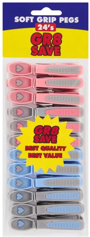 Gr8 Save 50 Plastic Peg Paper Clip (24, Multicolour)