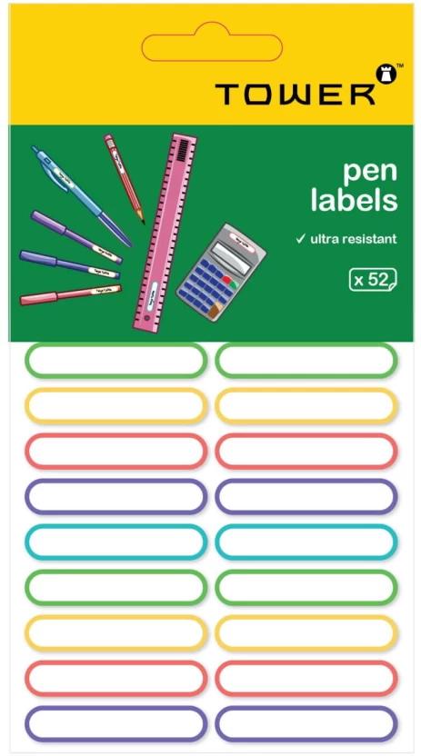 TOWER Pen labels Self Adhesive Paper Label (Multicolor)