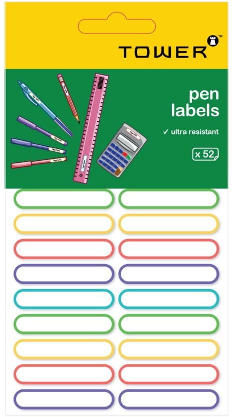TOWER Pen labels Self Adhesive Paper Label (Multicolor)