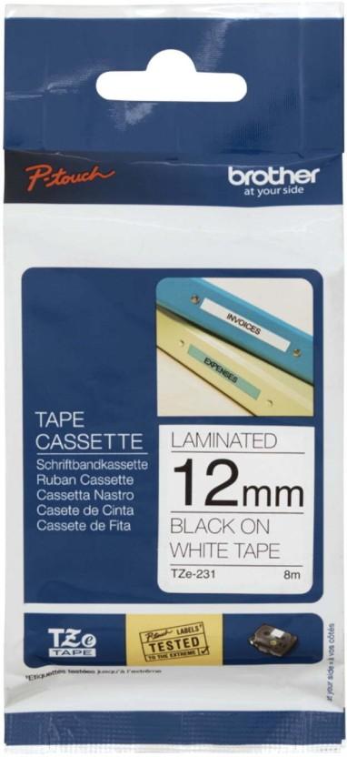 Brother TZe-231 Black on White Laminated Tape Labeling Hand-held Adhesive Tape Tape (Manual) (Set of 1, Multicolour)