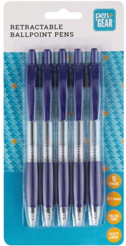 Pen + Gear Retractable Ball Pen (Pack of 5, Blue)