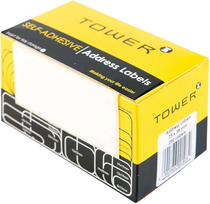 TOWER Self-Adhesive Address Labels 75 x 38 mm Self Adhesive Paper Label (White)