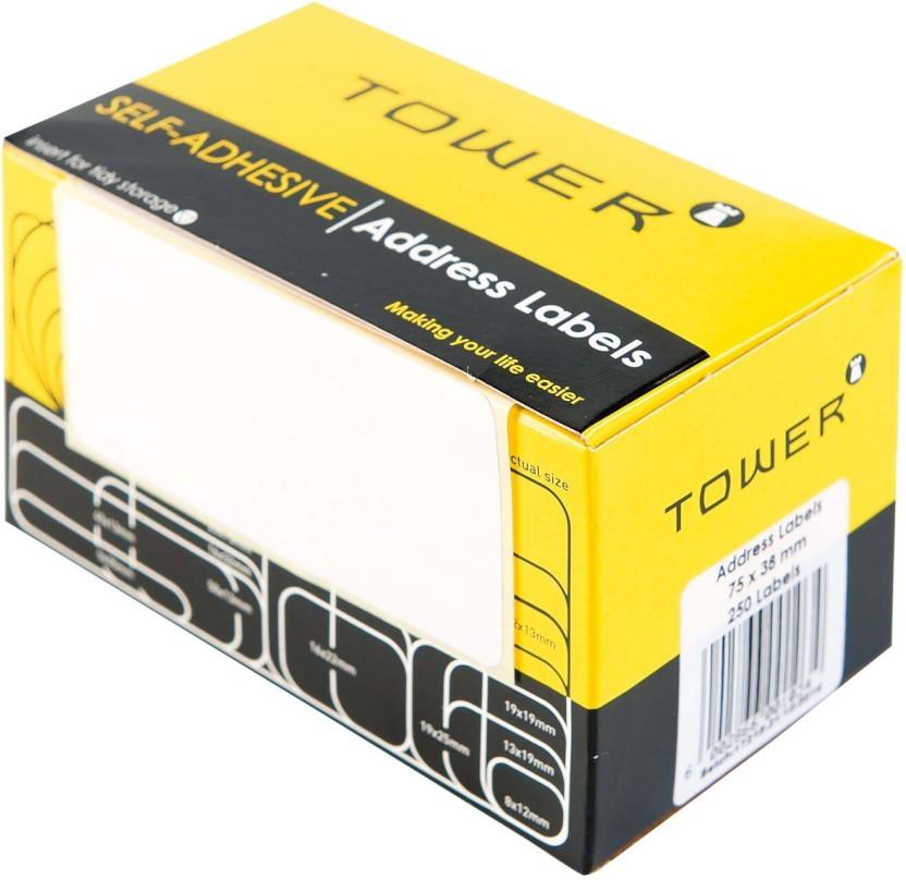 TOWER Self-Adhesive Address Labels 75 x 38 mm Self Adhesive Paper Label (White)