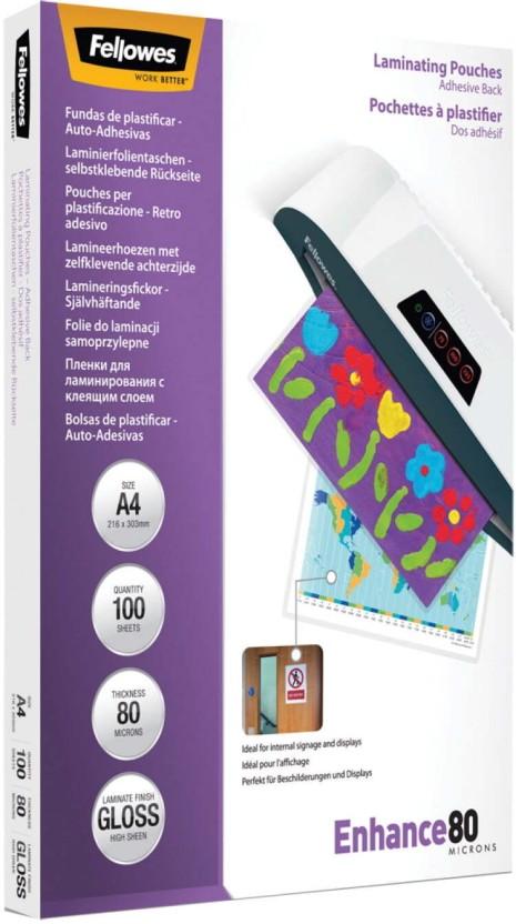 FELLOWES A4 80 Micron Gloss Laminating Pouches 100-Pack A4 Laminating Sheet (80 mil, Pack of 1 x 100)