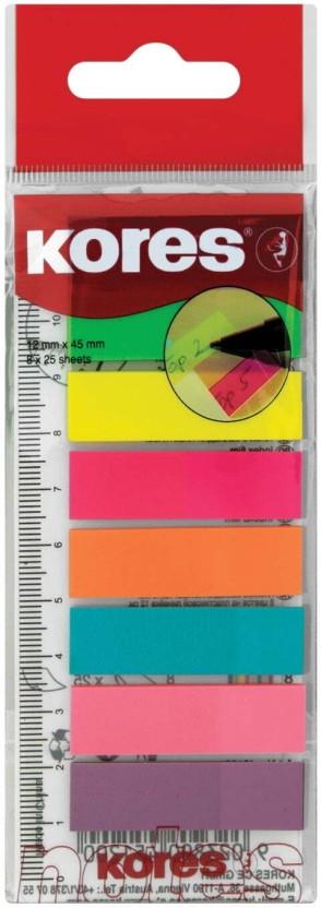 Kores 25 Sheets Full Adhesive Pads, 8 Colours (Set Of 25, Multi)