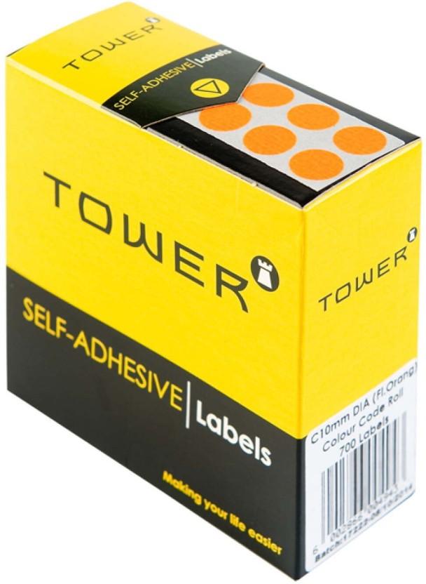 TOWER C19 Colour Code Labels Noen Orange Dot Self Adhesive Paper Label (Noen Orange)