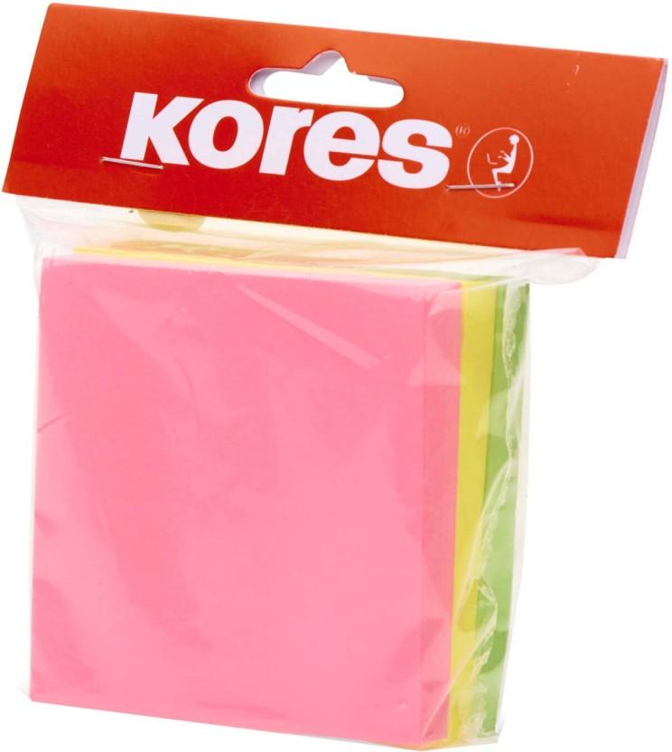 Kores 100 Sheets Full Adhesive Pads, 4 Colours (Set Of 100, Multi)