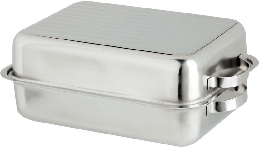 Steelking Stainless Steel Double Roaster Tope with Lid 45 L capacity (Stainless Steel, Non-stick, Induction Bottom)