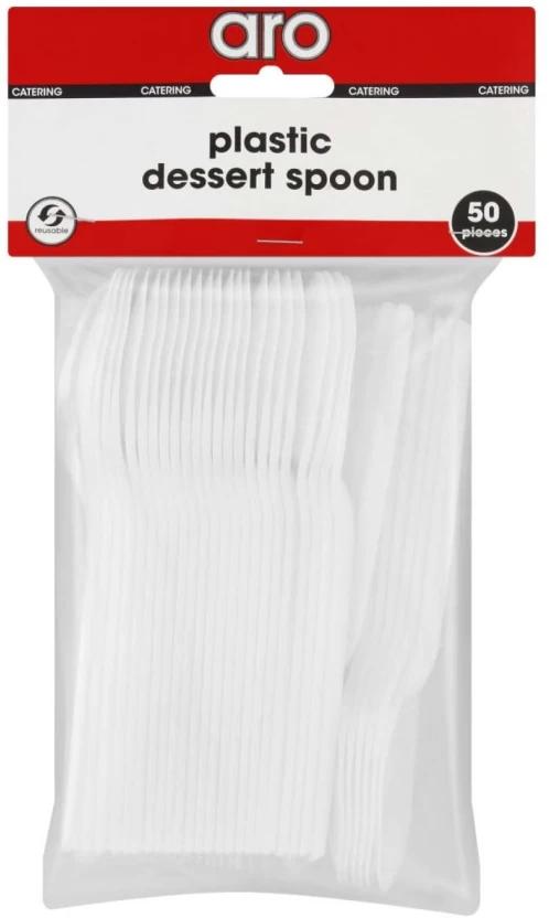 Aro Dessert Spoons White Disposable Plastic Cutlery Set (Pack of 1)