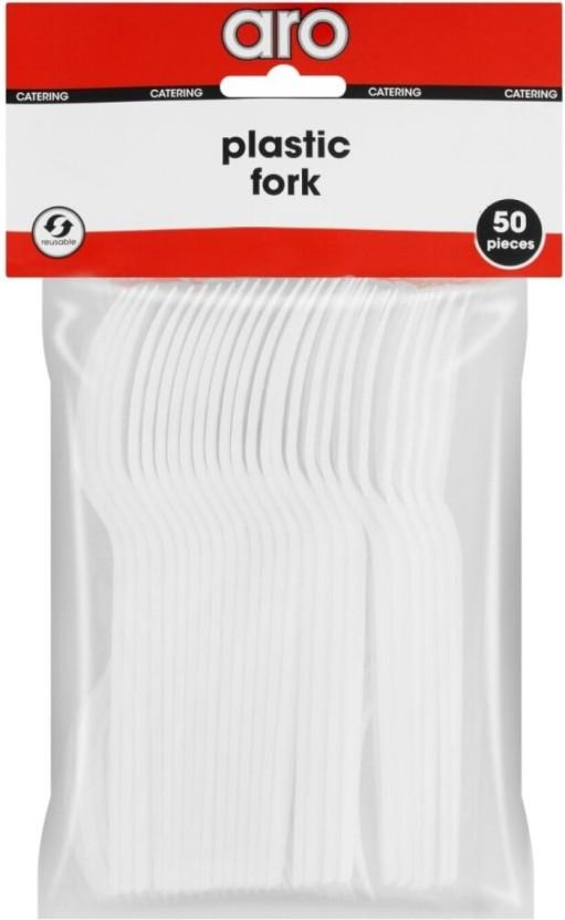 Aro Forks White Disposable Plastic Cutlery Set (Pack of 1)