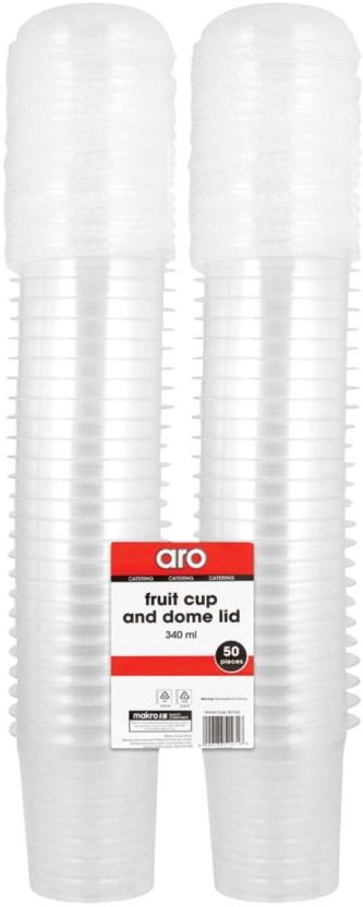 ARO (Pack of 50) Smoothie Cup and Dome Lid Water/Juice Glass Set (340 ml, White)