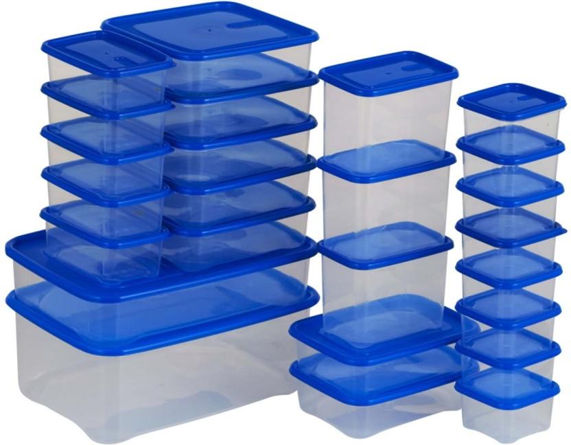 Addis Plastic Grocery Container  - 11500 ml (Pack of 50, White, Blue)