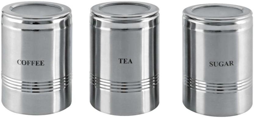 Primaries Stainless Steel Grocery Container  - 750 l (Pack of 3, Silver)