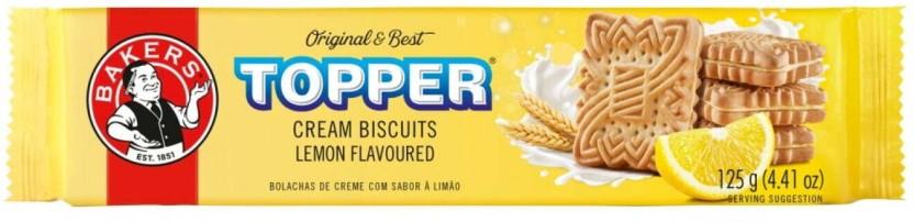 Bakers Topper Lemon Flavoured Biscuits Cream Filled Biscuit (125 g)