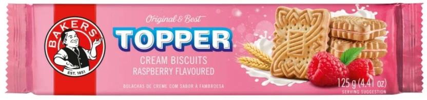 Bakers Topper Raspberry Flavoured Biscuits Cream Filled Biscuit (125 g)