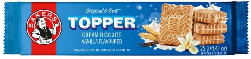 Bakers Topper Vanilla Flavoured Biscuits Cream Filled Biscuit (125 g)