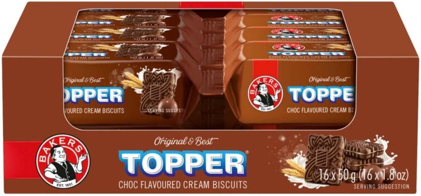 Bakers Topper Choc Flavoured Biscuits Cream Filled Biscuit (50 g, Pack of 16)