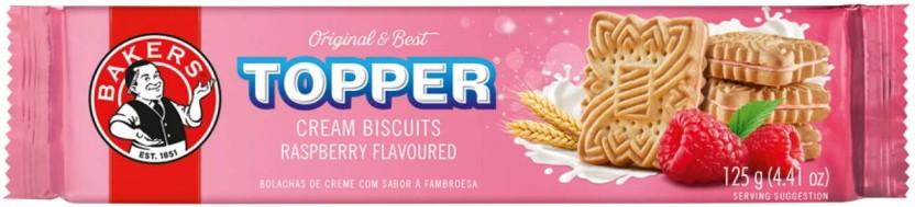 Bakers Topper Raspberry Flavoured Biscuits Cream Filled Biscuit (125 g, Pack of 12)