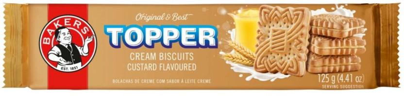 Bakers Topper Custard Flavoured Biscuits Cream Filled Biscuit (125 g)