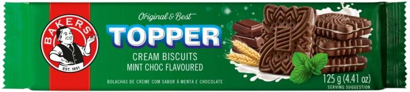 Bakers Topper Mint Choc Flavoured Biscuits Cream Filled Biscuit (125 g, Pack of 12)