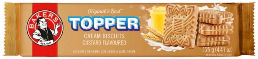 Bakers Topper Custard Flavoured Biscuits Cream Filled Biscuit (125 g, Pack of 12)
