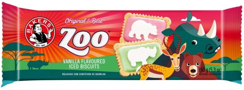Bakers Zoo Vanilla Flavoured Iced Biscuits Cream Cracker Biscuit (150 g)