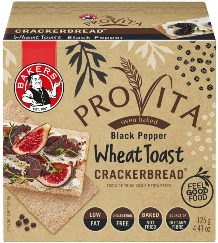 Bakers Provita Black Pepper Wheat Toast Cracker Bread Bakery Biscuit (125 g)