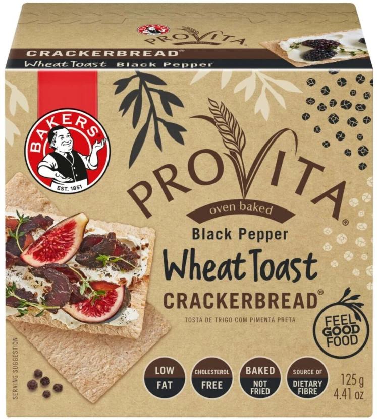 Bakers Provita Black Pepper Wheat Toast Cracker Bread Bakery Biscuit (125 g)