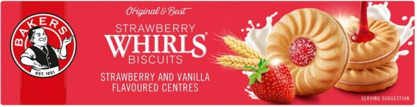Bakers Strawberry Whirl Biscuits Cream Filled Biscuit (200 g, Pack of 12)