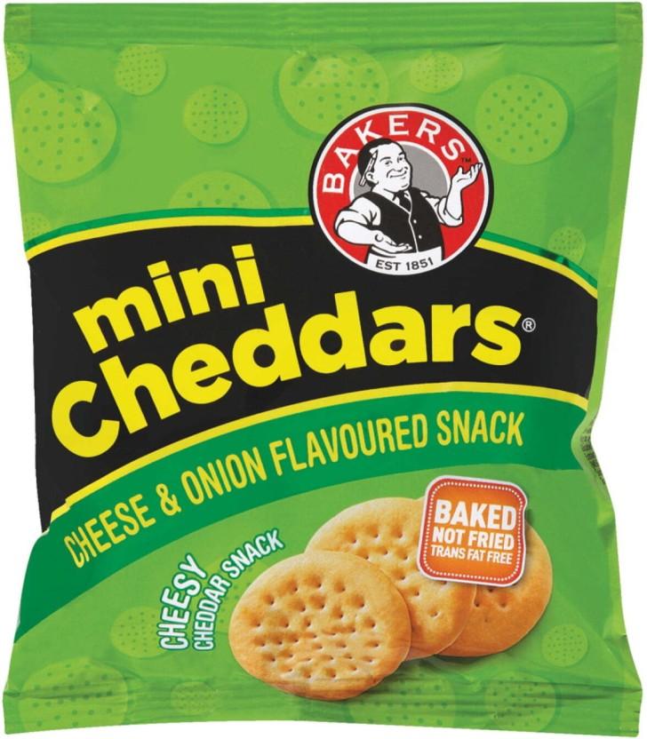 Bakers Mini Cheddars Cheese and Onion Flavoured Cheeselets (33 g, Pack of 24)