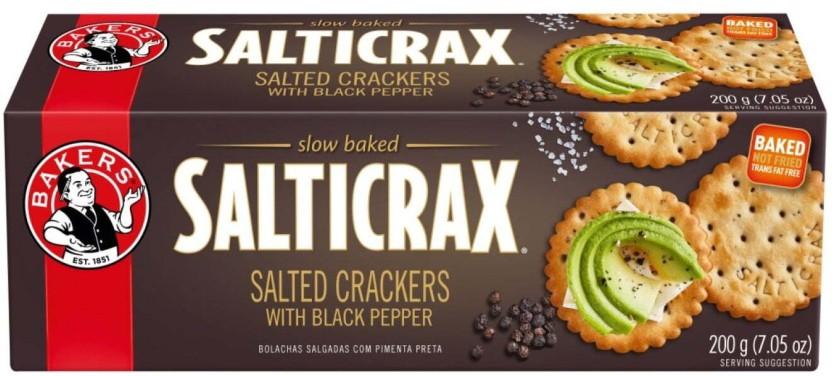 Bakers Salticrax With Black Pepper Salted Biscuit (200 g, Pack of 12)