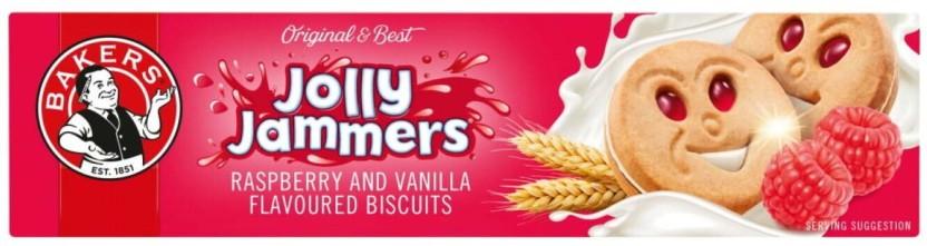 Bakers Jolly Jammers Raspberry & Vanilla Flavoured Biscuits Cream Filled Biscuit (200 g)