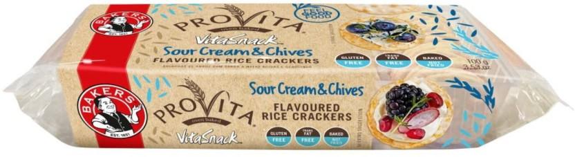 Bakers Provita Vitasnack Sour Cream Chives Flavoured Rice Cracker (100 g, Pack of 12)