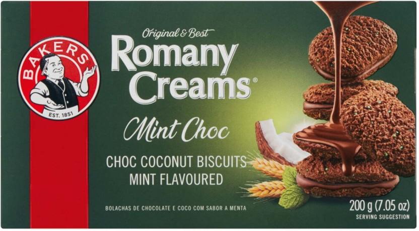 Bakers Romany Creams Mint Choc Coconut Biscuit Cream Filled Biscuit (200 g, Pack of 12)