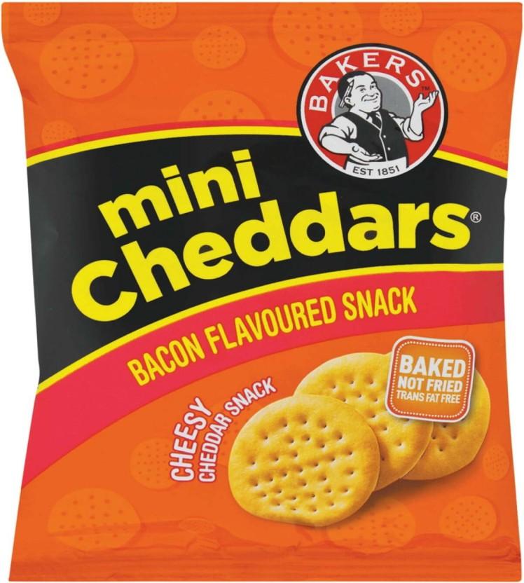 Bakers Mini Cheddars Bacon Flavoured Cheeselets (33 g, Pack of 24)