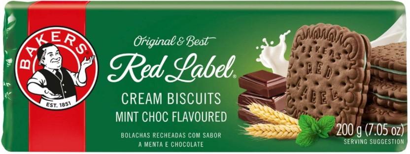 Bakers Red Label Mint Choc Flavoured Biscuits Cream Filled Biscuit (200 g, Pack of 12)