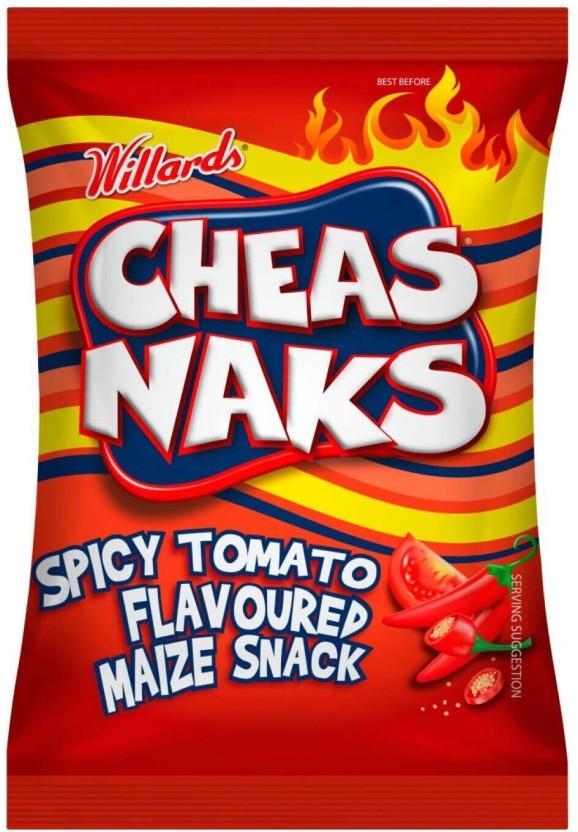 Willards Cheas Naks Spicy Tomato Flavoured Snack Puffcorn (1 x 135 g)
