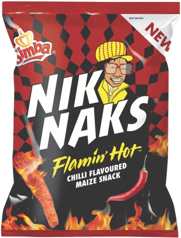 Simba Nik Naks Flamin Hot Chilli Flavoured Maize Snack Puffcorn (22 x 135 g)