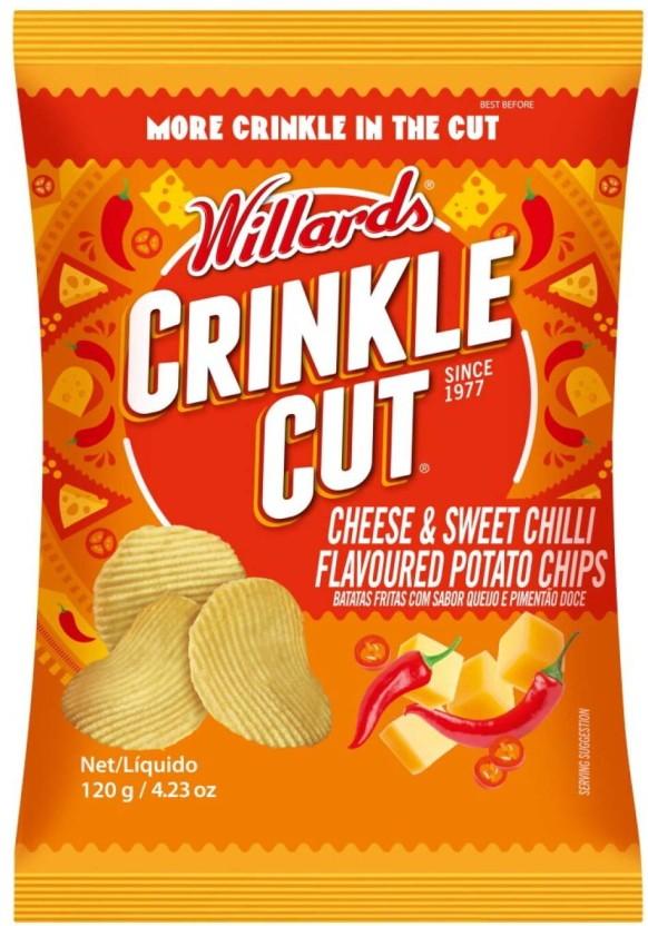 Willards Crinkle Cut Cheese & Sweet Chilli Flavoured Potato Chips (20 x 120 g)