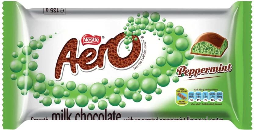 Nestle Aero Peppermint Smooth Milk Chocolate Slabs (135 g)