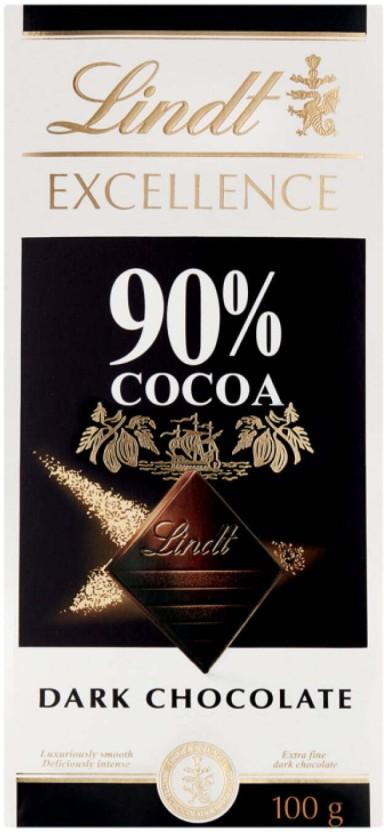 Lindt Excellence 90% Cocoa Dark Chocolate Slabs (100 g)