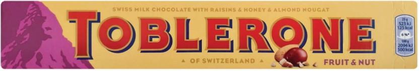Toblerone Swiss Milk Chocolate Raisins Honey Almond Nougat Fruit and Nuts Chocolate Slabs (100 g)
