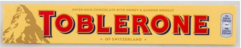 Toblerone Swiss Milk Chocolate Honey and Almond Nougat Milk Chocolate Slabs (20 x 100 g)