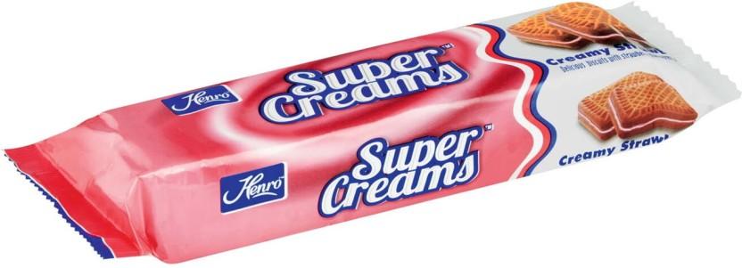 Henro Super Creams Strawberry Cream Filled Biscuit (125 g, Pack of 12)